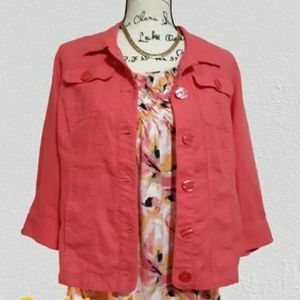 Set Womens Sz Med Jacket & top 2 pc floral spring Summer Bundle